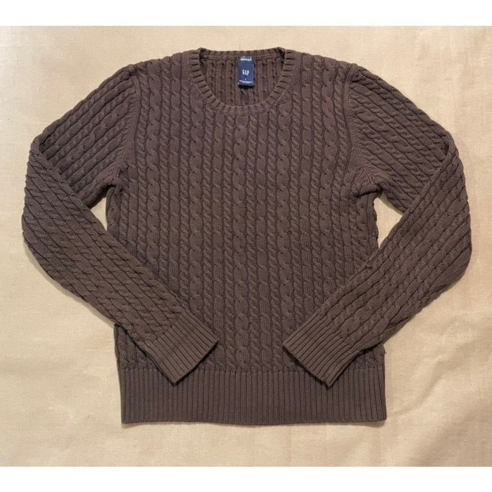 Vintage Y2K Gap Ribbed Knit Sweater Sz L Espresso Brown GapStretch Lightweight